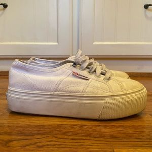 Women’s White Platform Superga Sneakers Size 6